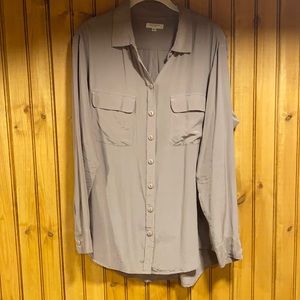 Equipment Button Down Blouse Taupe Size M